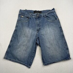 Southpole Shorts Mens 34 Blue Denim Jean Baggy Relaxed Fit Casual Pockets 12"
